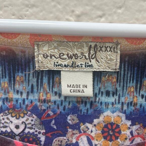 One World Y2K Skull Multicolor Top size XXXL - Picture 5 of 9